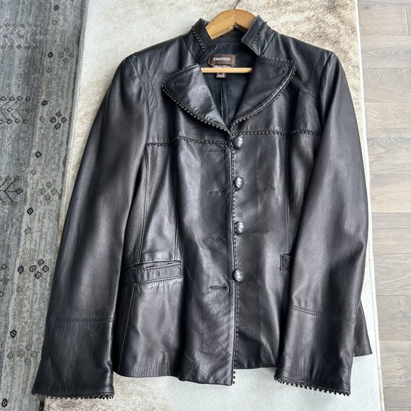 Leather Women's Jacket /Brown Y2K/ Unique Detailing Danier Leather - Picture 2 of 16